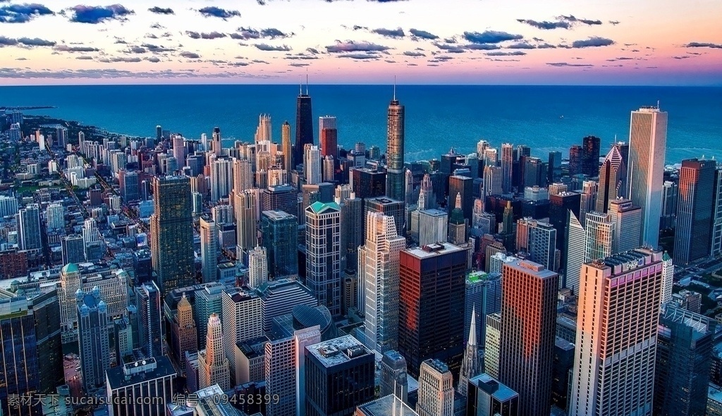 芝加哥 大楼 玻璃 大厦 高楼 科技 冷色调 蓝 天空 建筑群 俯视 城市 城市建筑 建筑园林 建筑摄影