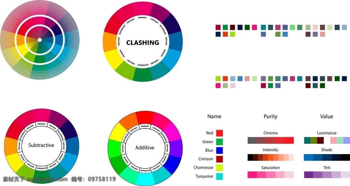 色阶 色环 色相 色彩平衡 颜色 三原色 色彩原理 颜色原理 色彩大全 彩虹色 彩色 轮盘 转盘