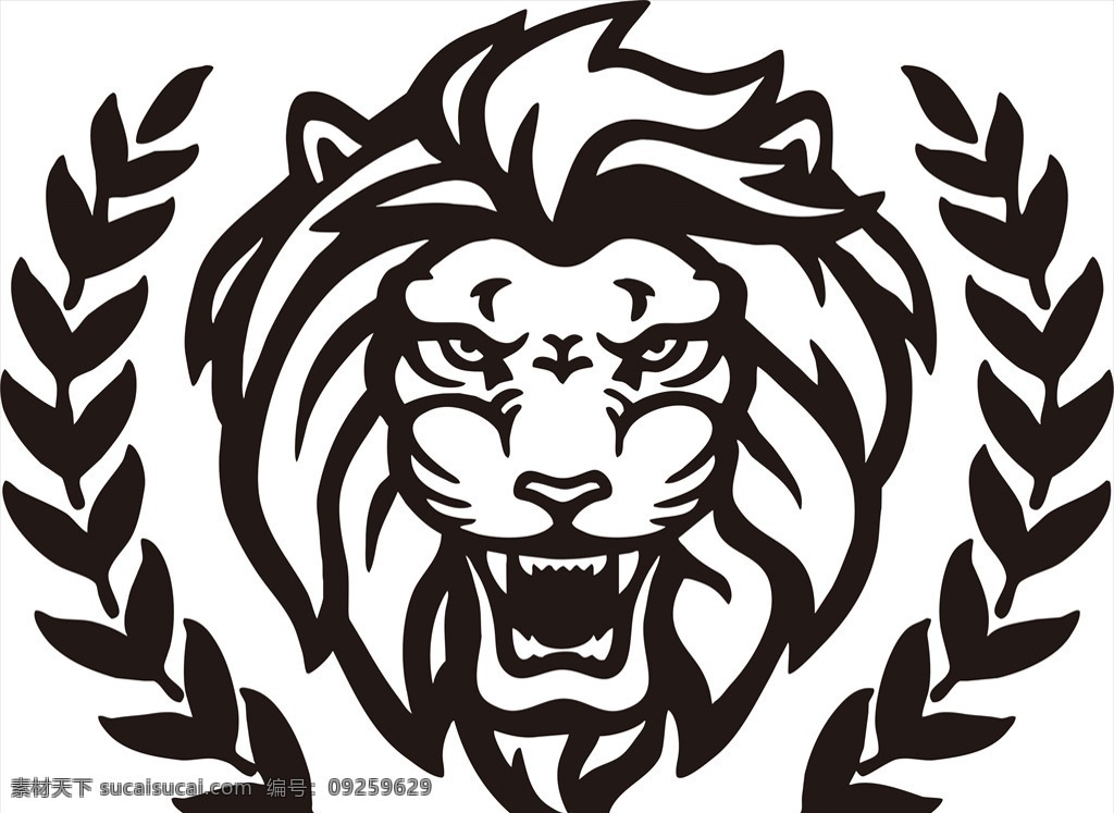 矢量 狮子头 黑白 矢量图 麦穗 标志图标 其他图标