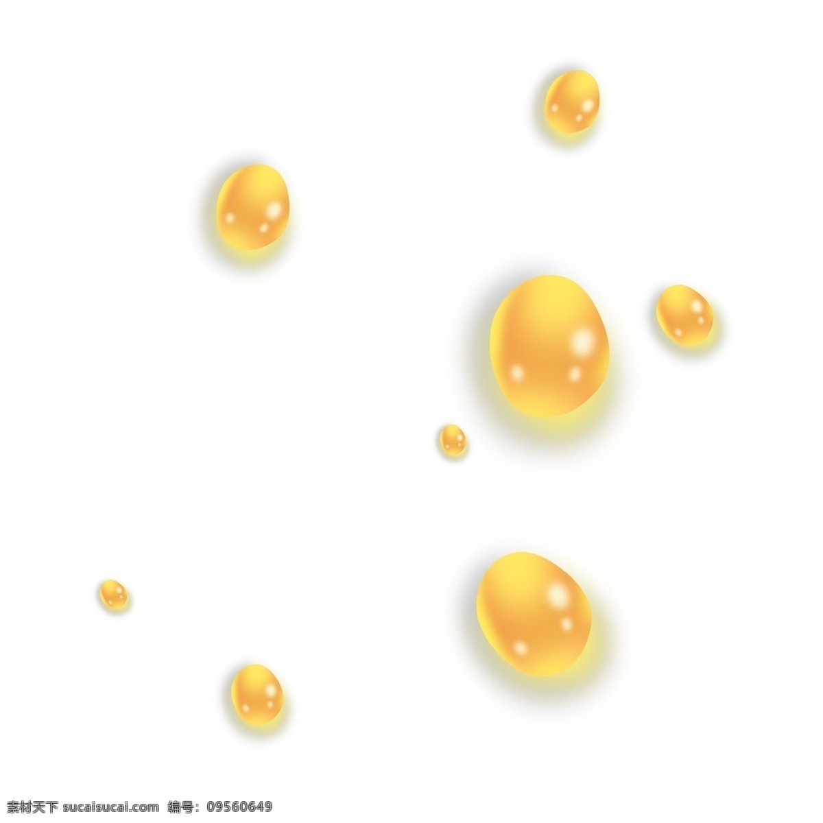 深黄色 立体 飞溅 油 滴 油滴 喷洒 撒落 水珠 黄色 水泡 立体感 半透明 精致 小巧 可爱