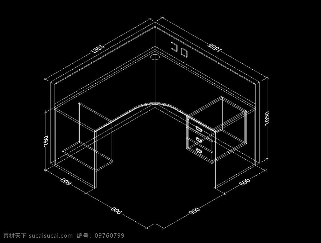 工作桌立面 屏风 工作桌 办公室素材 cad素材 dwg 黑色 工作桌组合