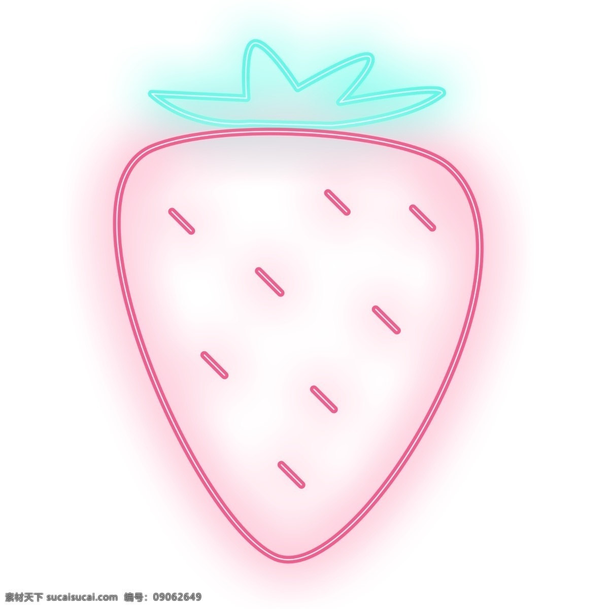 粉色荧光草莓 夏 草莓 水果 荧光 粉色 青色 少女 可爱