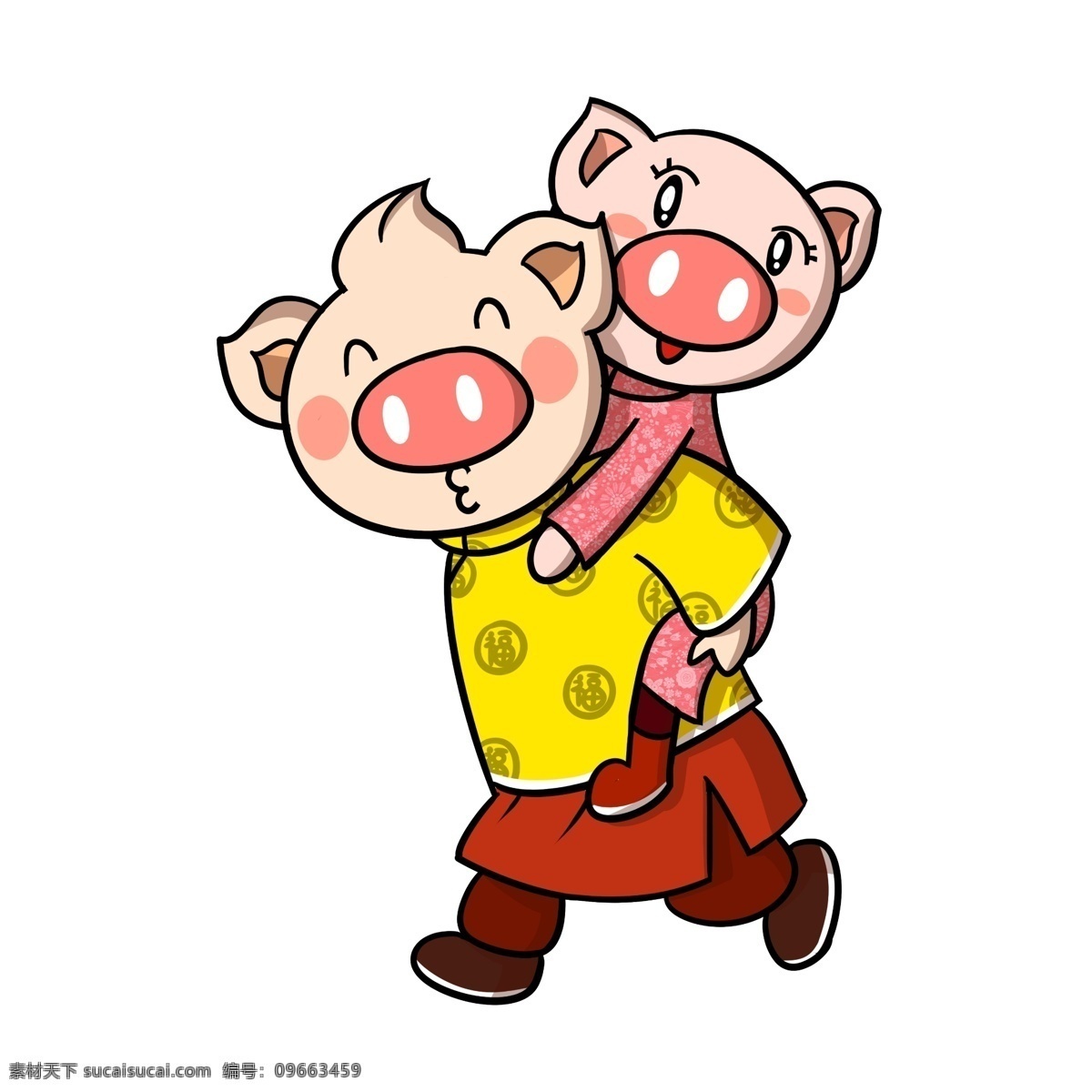 卡通 新年 猪年 小 猪 奔跑 透明 底 小猪 新年快乐 春节 庆祝 新年小猪 2019 卡通猪年 卡通小猪 新年卡通 猪年卡通