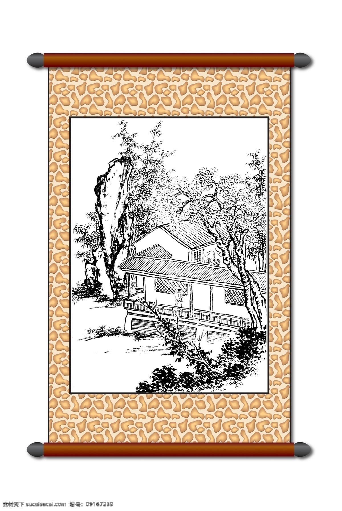 分层 白描 版画风景 传统画 风景 风景画 工笔 古画 模板下载 白描风景 山水画 古建筑 景观 树木 线描 美术 黑白稿 卷轴画 挂画 中国风 艺术画 文化艺术 绘画书法 设计图库 源文件 家居装饰素材 山水风景画