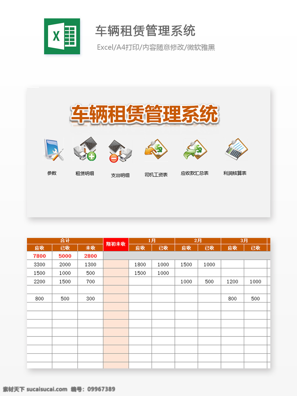 车辆租赁 管理系统 excel 文档 图表 图表模板 模板 表格 表格模板 自动变换 表格设计 车辆 管理