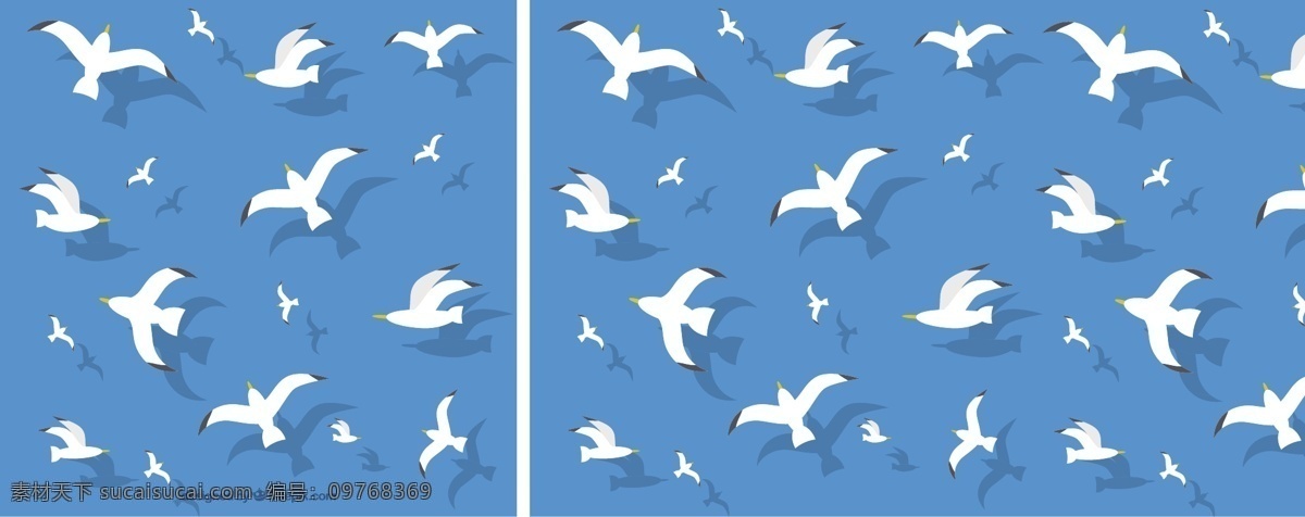 蓝色 背景 海鸥 图案 鸟类 装饰 无缝模式 无缝 循环 图案背景