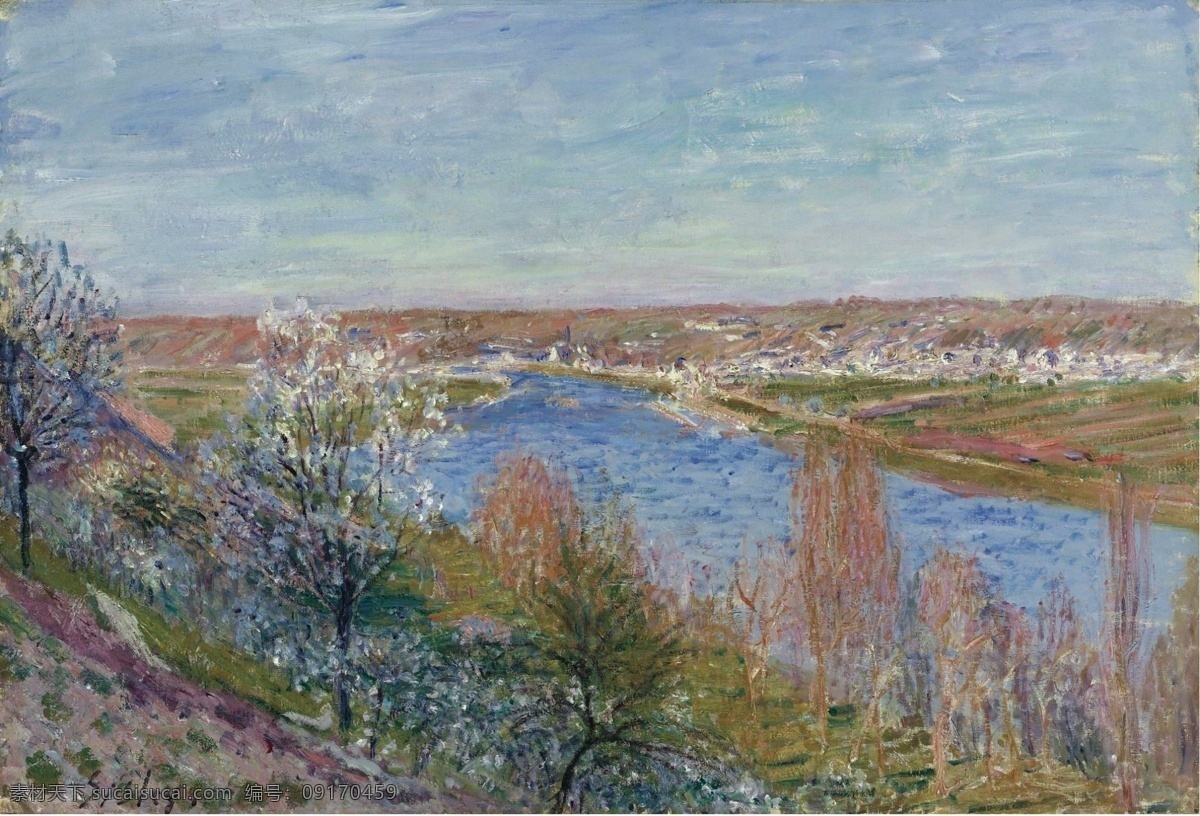 大师 画家 风景画 静物 油画 建筑 装饰画 april sunset champagne in village the sisley alfred 人物 高清 西方 国外 现代 家居装饰素材