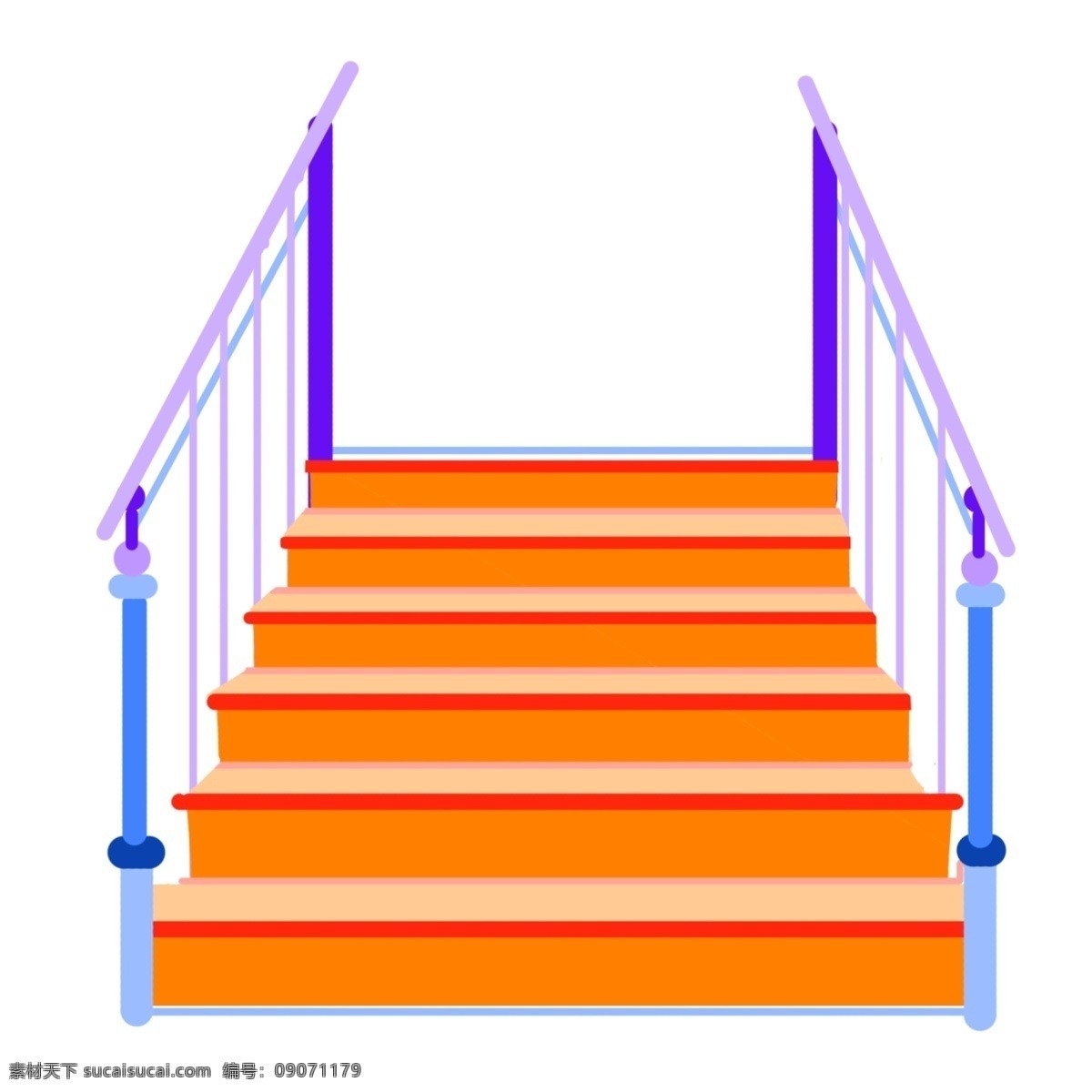 黄色 的卡 通 楼梯 插画 紫色的扶手 黄色的楼梯 卡通楼梯插画 黄色的台阶 精美的楼梯 创意楼梯插画