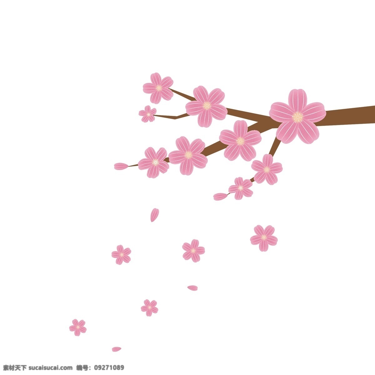 原创 粉色 日本 樱花 花枝 树枝 元素 日本樱花 花瓣