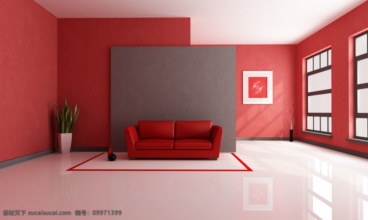 现代 红色 系 客厅 大图 高清 沙发背景 室内设计 家居装饰素材