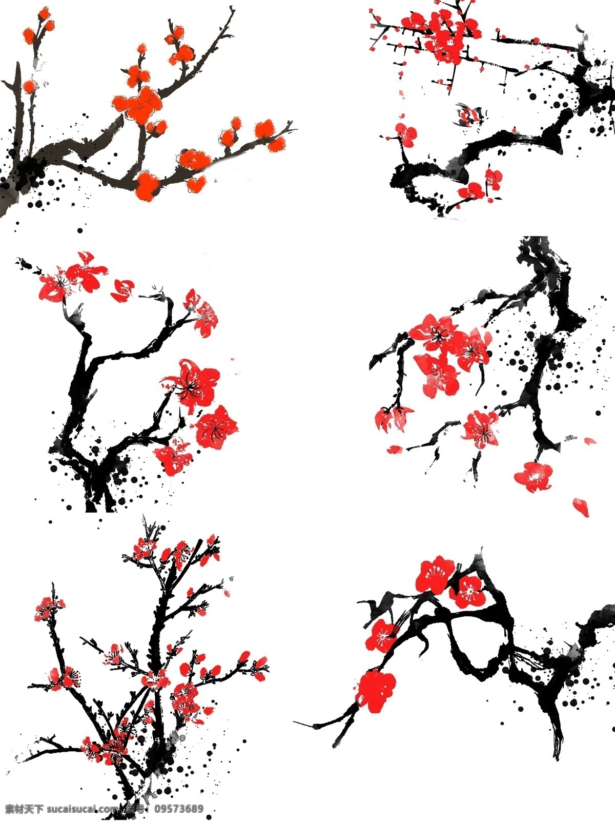 花 古风桃花 古风 画 中国画 树枝 分层