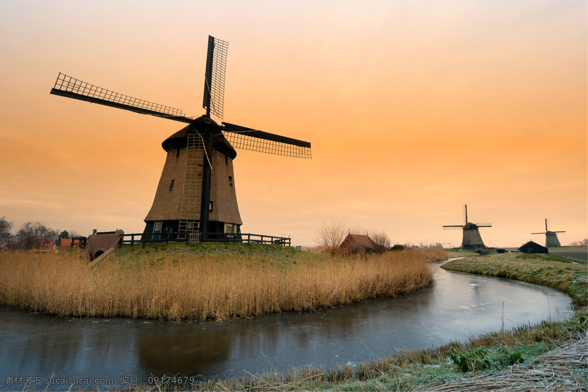 荷兰风车摄影 荷兰风车 美丽风车景色 美丽风景 美丽风光 风车景色 美景 其他类别 生活百科 黄色