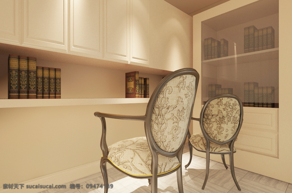 欧式 简约 书房 装饰装修 效果图 床 背景墙 装饰画 室内设计 3d模型 欧式简约 欧式书房 书房效果图 电视柜 室内装修
