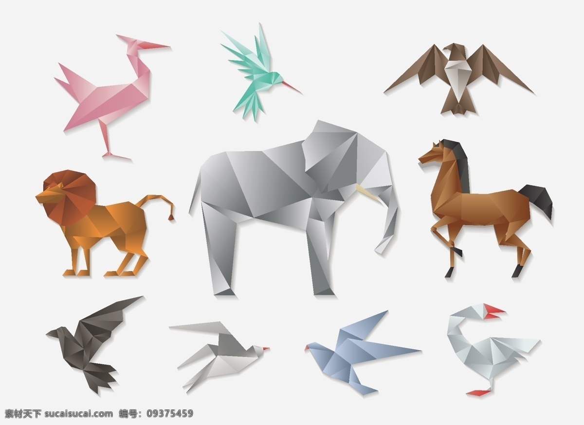 彩色动物折纸 插画动物 动物 小动物 剪纸 剪纸动物 剪纸动物类 插画小动物 插画 野外动物 野外 绘画动物 折纸动物 折纸 几何图形