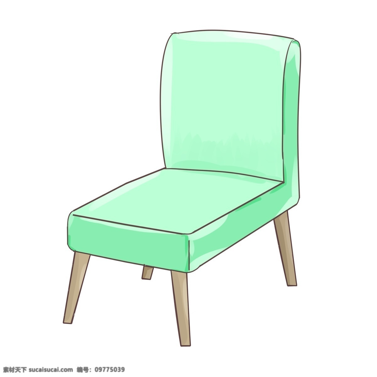 绿色 布艺 餐椅 插画 椅子 绿色布艺餐椅 椅子插画 家具椅子插画 实木混搭 简约椅子插画