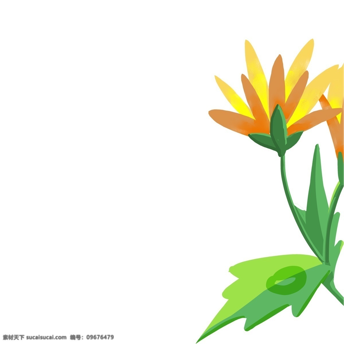 卡通 黄色 花 绿色 叶子 免 扣 图 卡通黄色花 花朵 夏天的花朵 黄色花朵 植物 免扣图