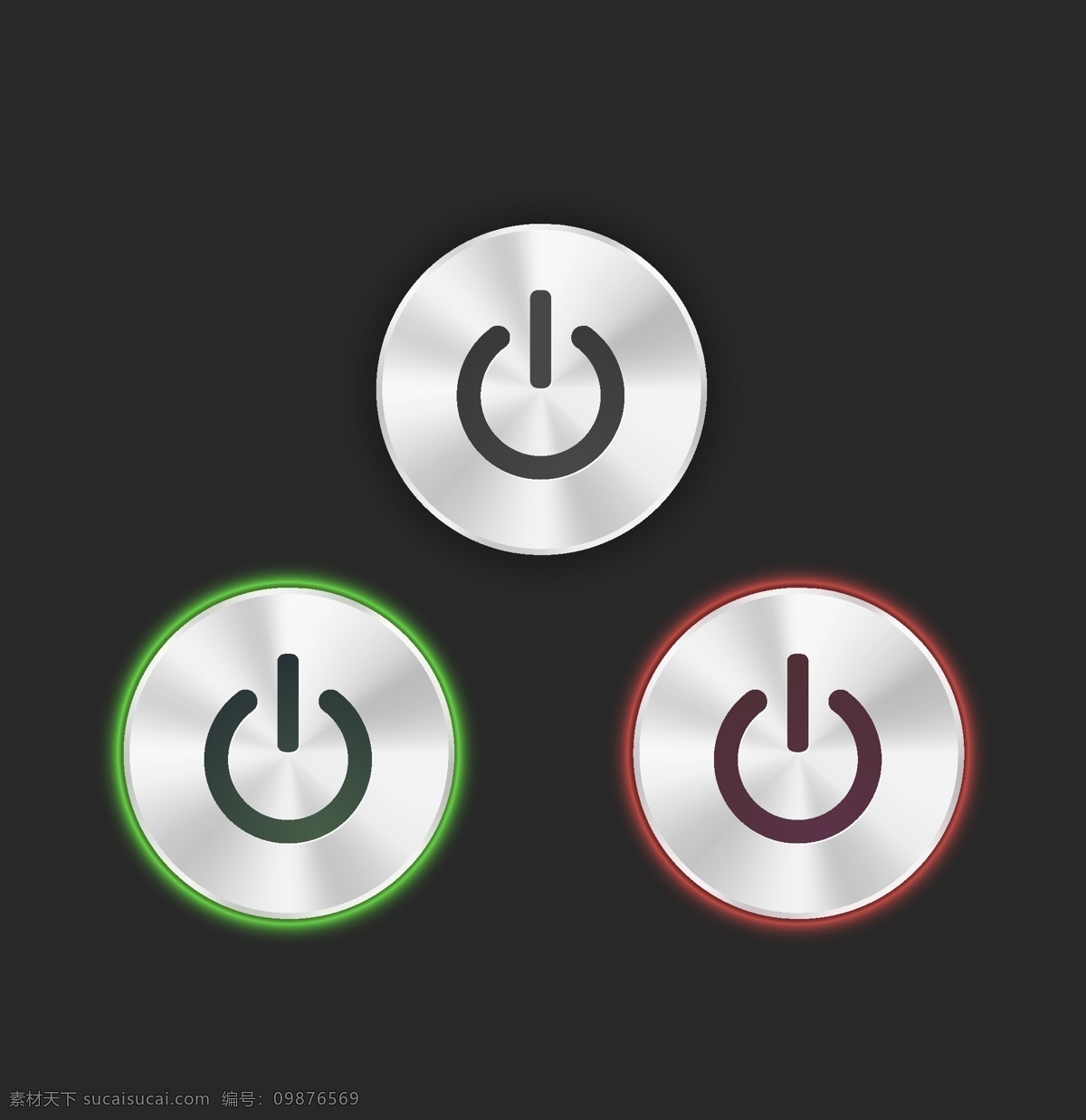 三 色 金属 开关 图标 开关图标 金属按钮 矢量图 三色 电子设备 标志图标 其他图标