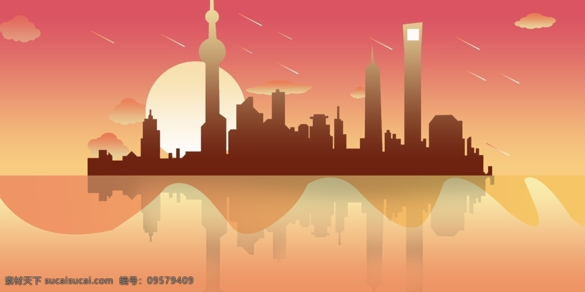 城市背景图 背景图 红色线条 渐变背景 暗色背景图 红色背景
