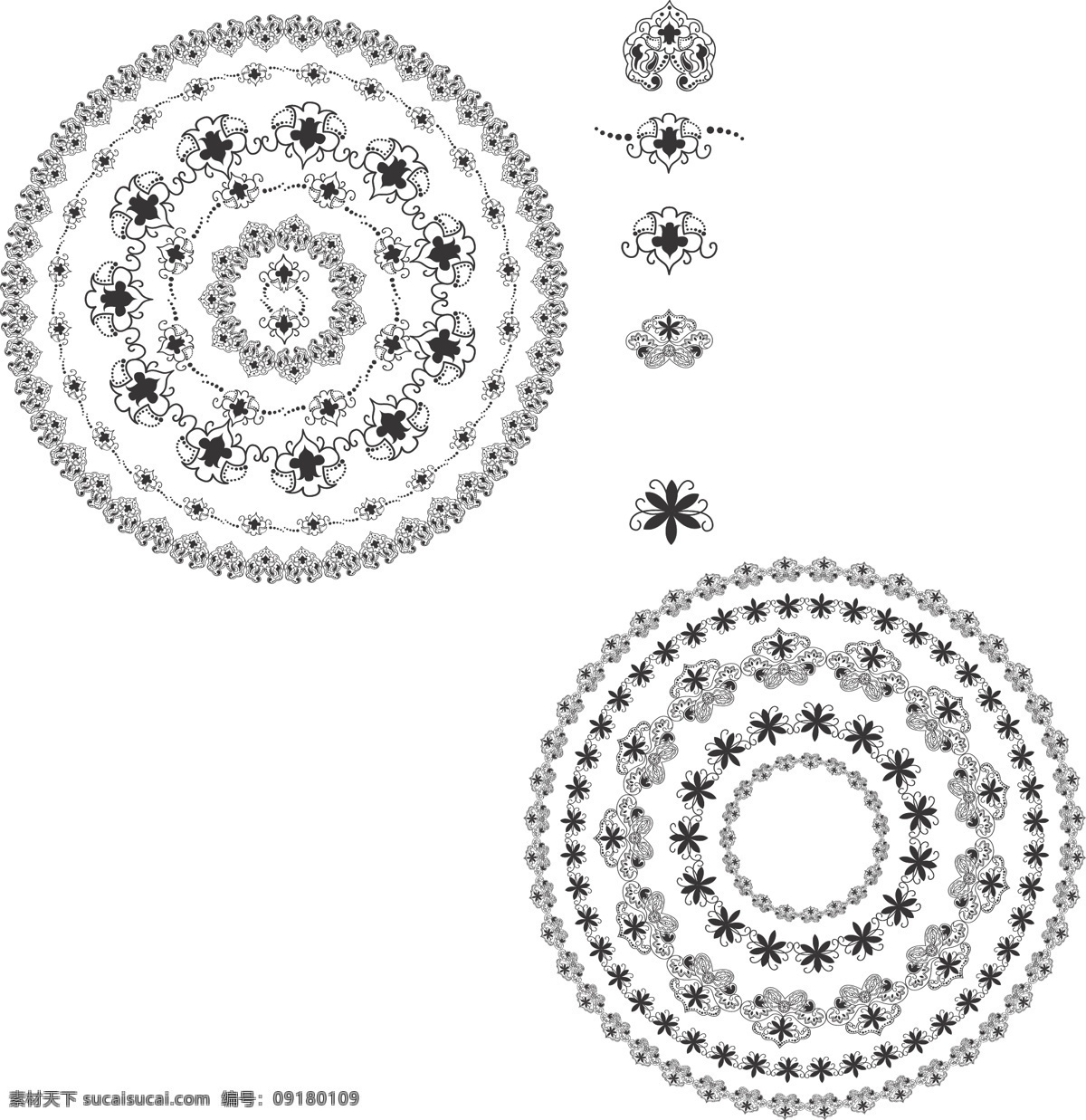 古典 同心圆 花纹 花边 蕾丝 矢量 款 花纹花边 底纹边框