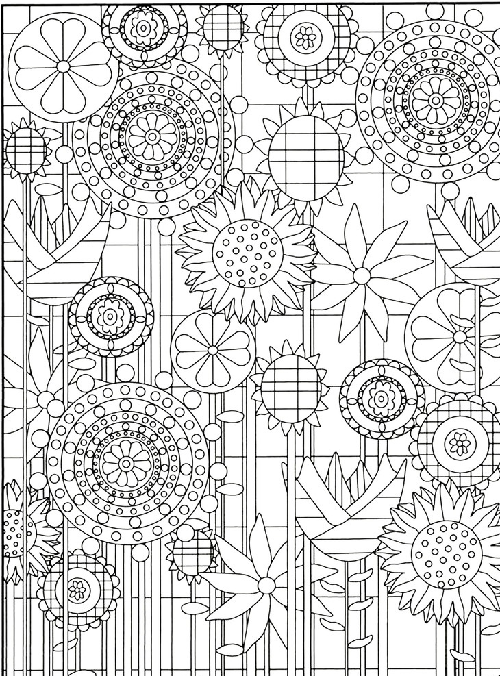 秘密花园 填色卡 花朵 简笔画 小学生 绘画 文化艺术 绘画书法 填色 底纹边框 条纹线条