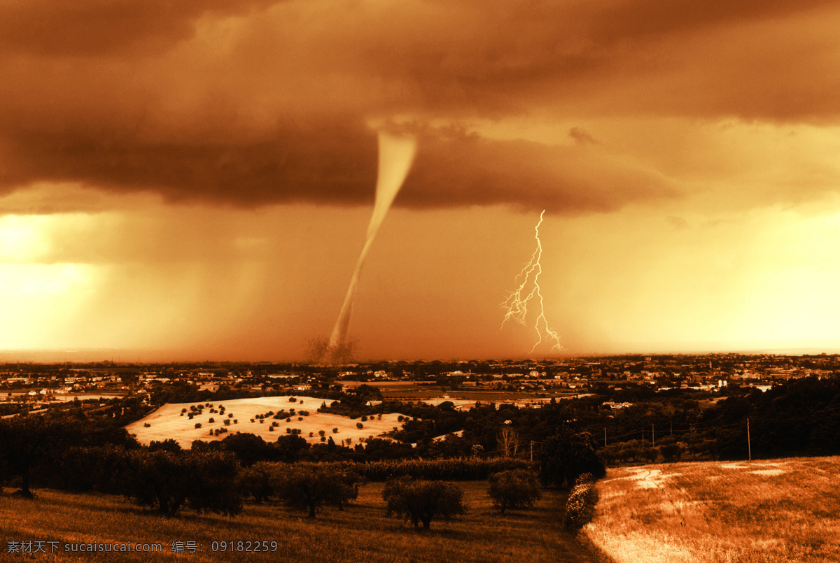 空中 闪电 龙卷风 天空 自然现象 自然灾害 灾难 其他风光 风景图片