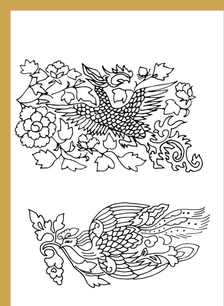 手绘线描凤凰 手绘凤凰 卡通凤凰 线描凤凰 动画线描凤凰 线描的 动漫动画