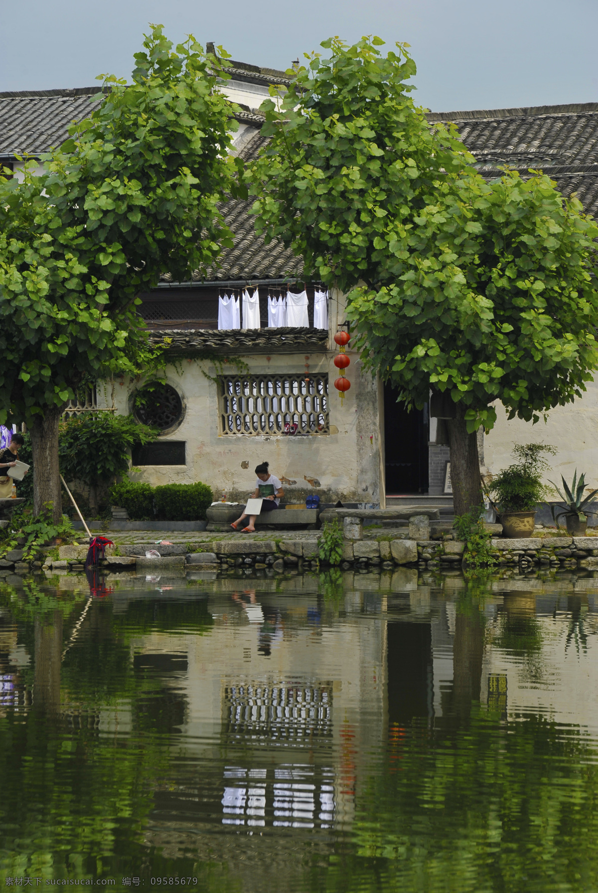 宏村民居 安徽风光 名胜古迹 徽州文化 明清民居 写生 宏村 旅游 小河 水中倒影 国家 5a 风景区 安徽宏村风光 风景名胜 自然景观