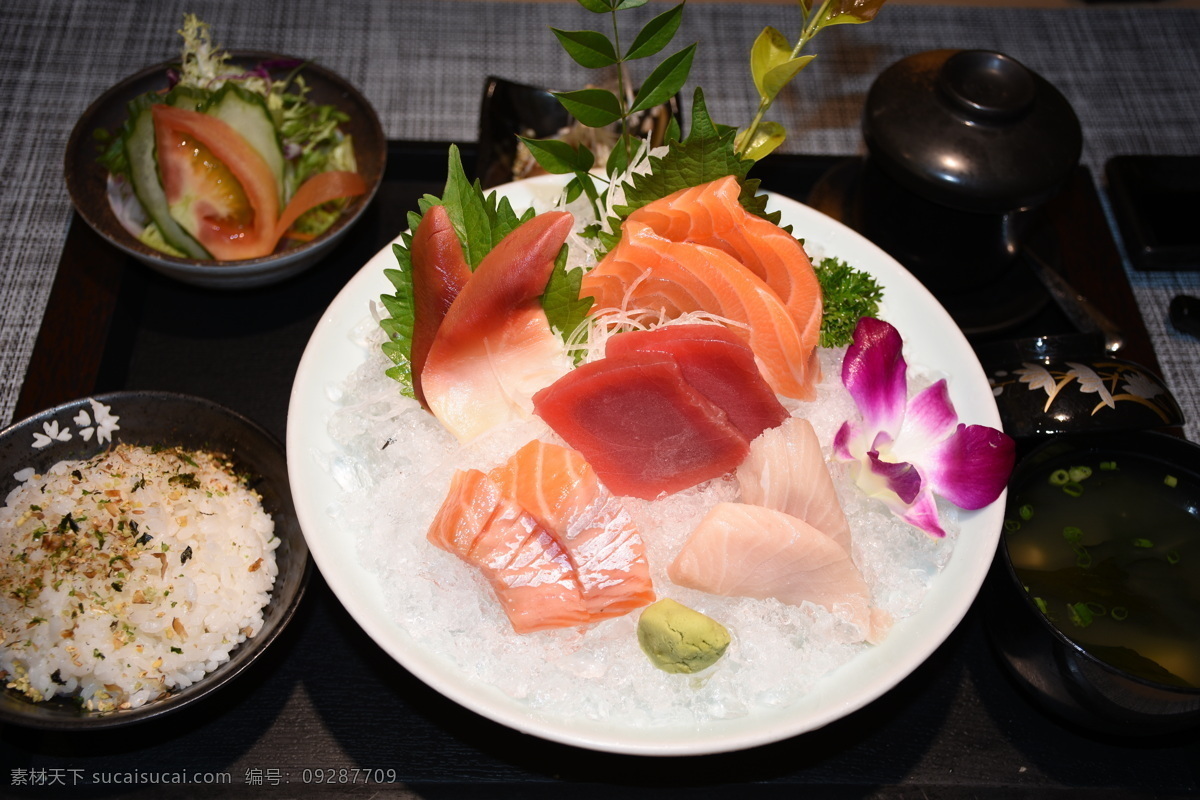 刺身五拼定食 日料 料理 海鲜 寿司 餐饮美食 食物原料