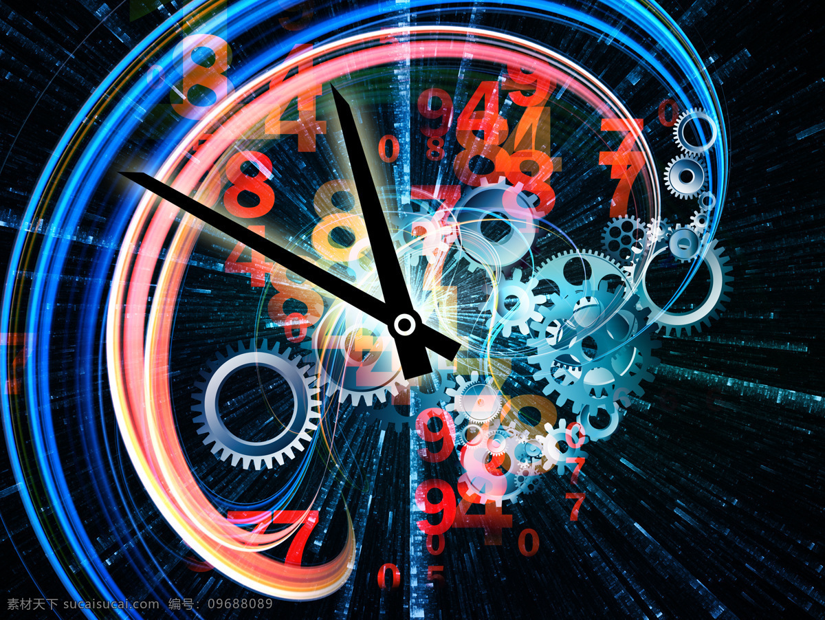 彩色 动感 线条 时间 背景 抽象时钟背景 钟表 钟表指针 齿轮 钟表零件 钟表背景 背景底纹 其他类别 生活百科