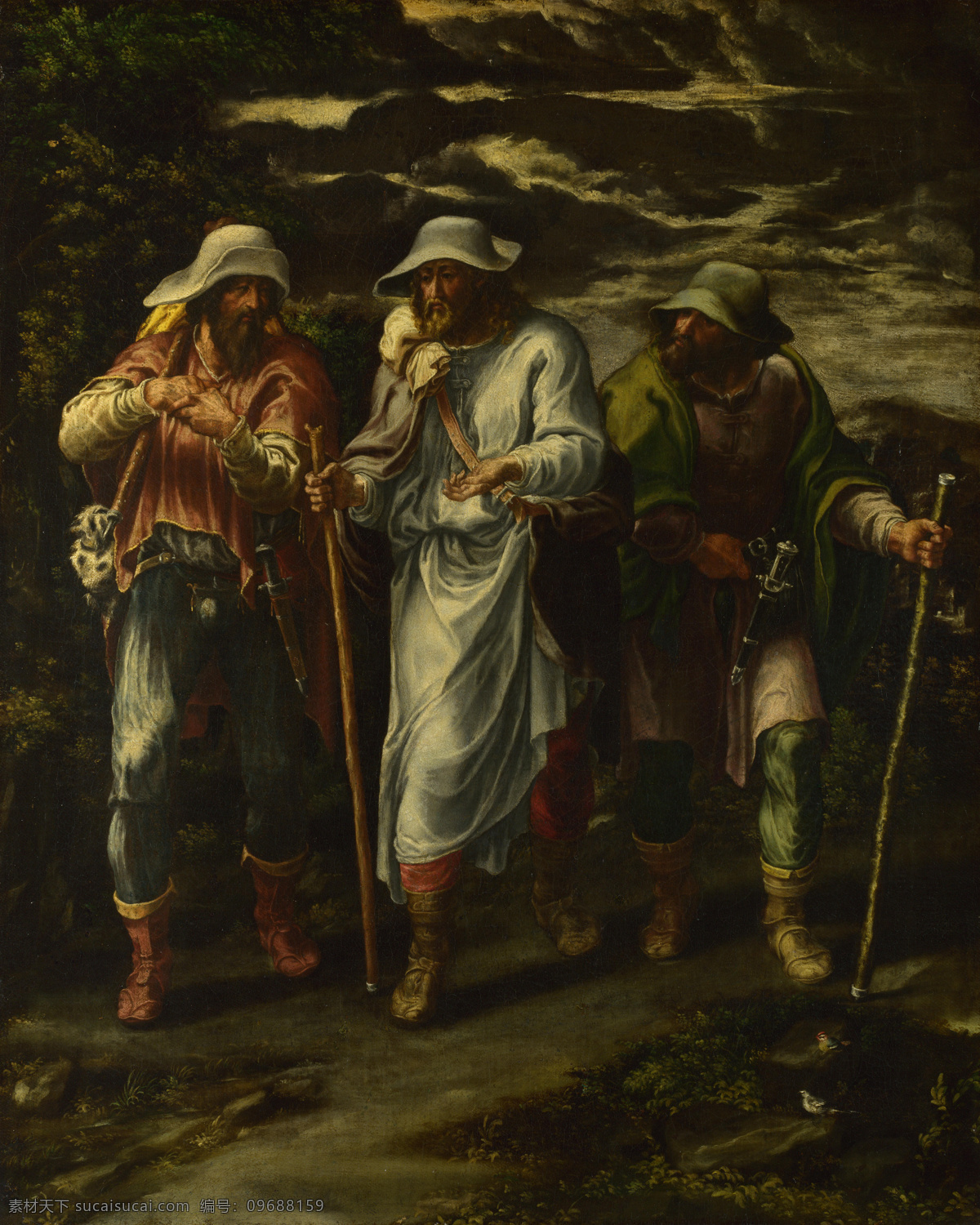 三个 走路 男人 人物 情景 西方人物 名画 油画 绘画 文化艺术 艺术品 世界名画 书画文字 文化艺