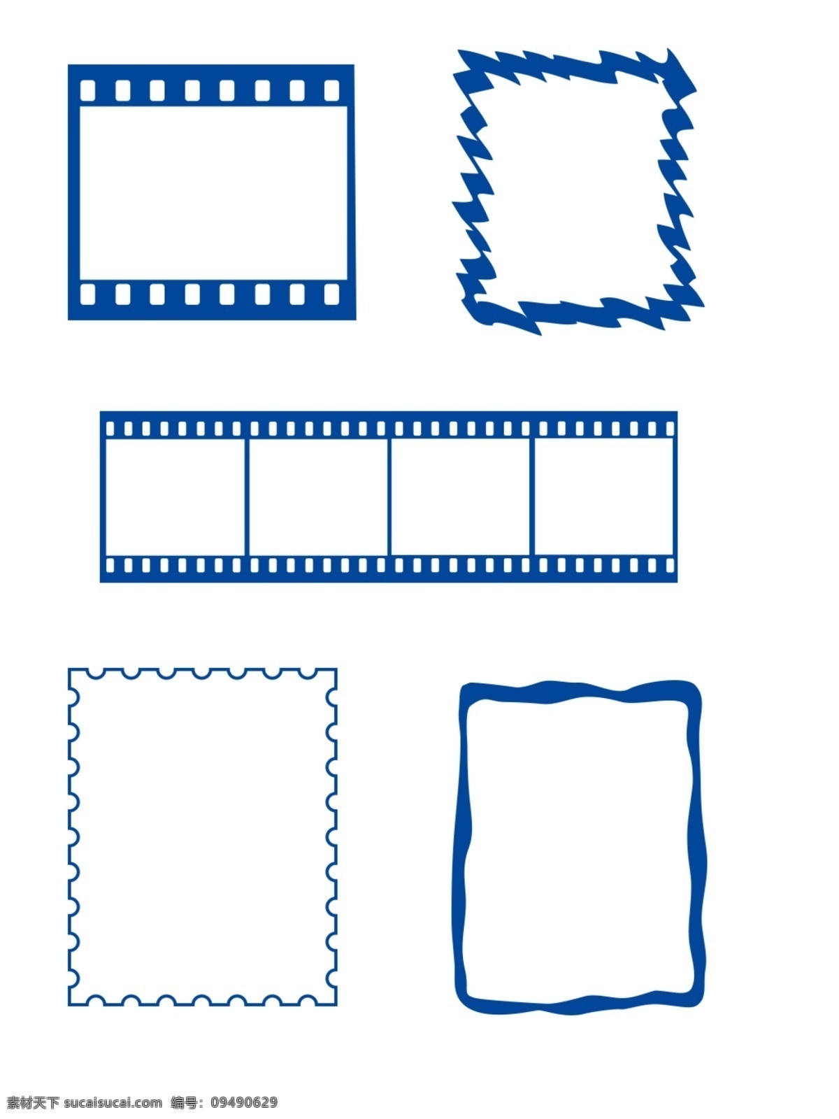 蓝色 边框 格状 商用 蓝色边框 可商用 简约 电影风