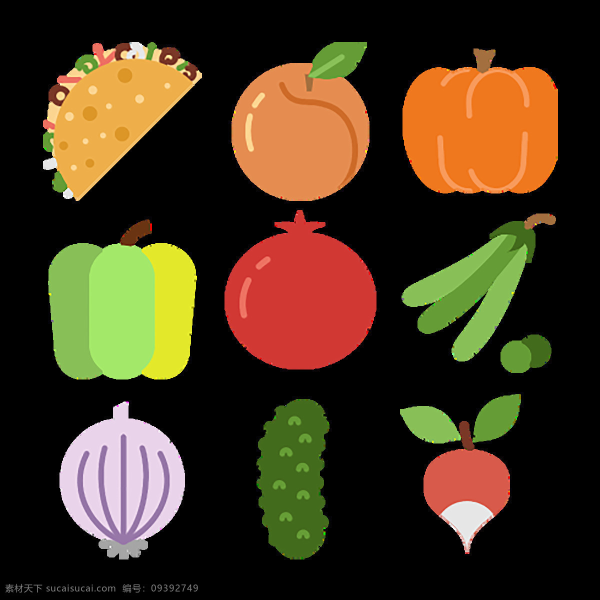 彩色 蔬菜 图标 美食 健康 水果 橙 柠檬 奶酪 鸡蛋 葡萄 菠萝 番茄 食品 胡萝卜 生菜 手绘 食物 饮品