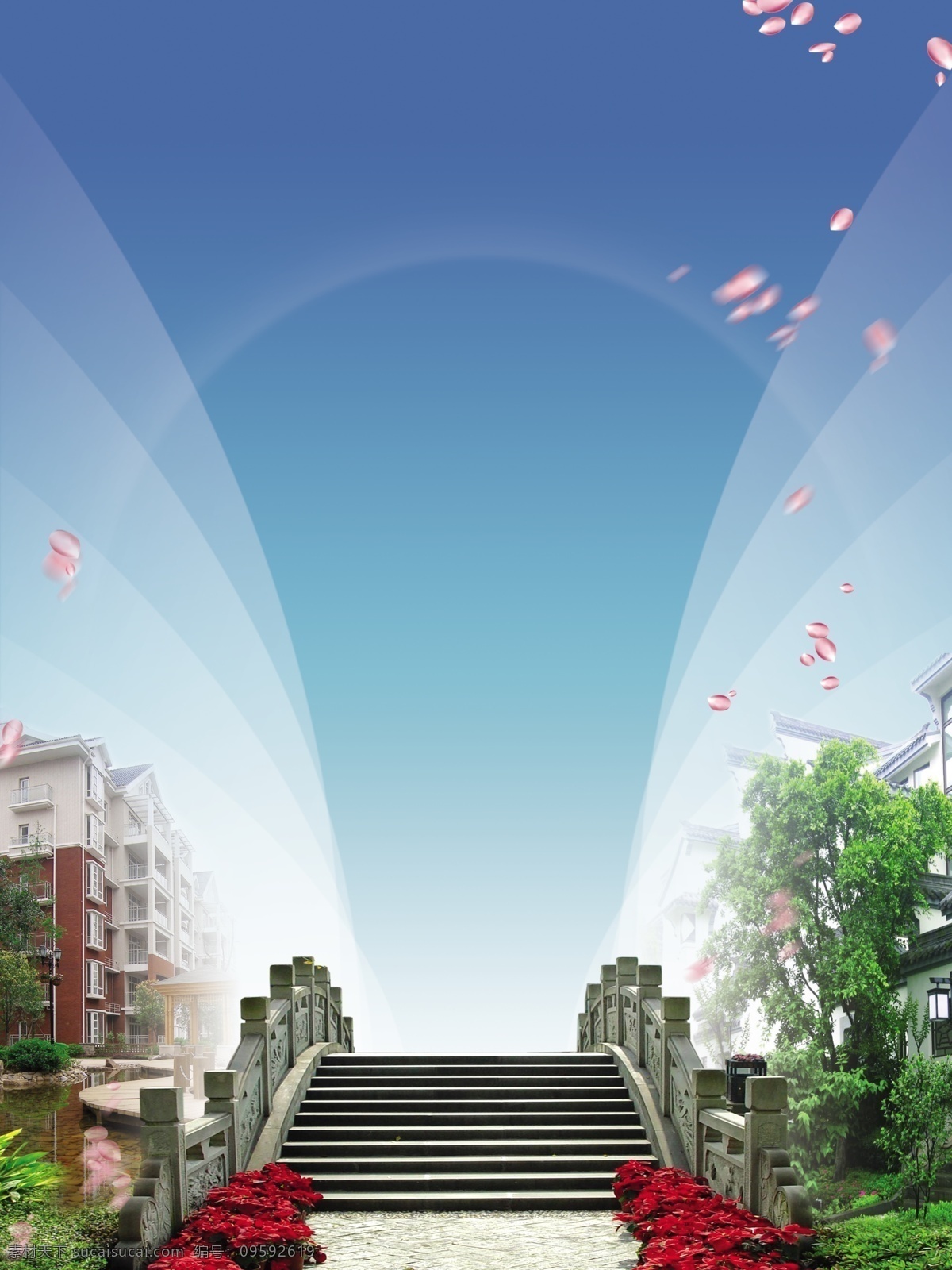 现代 城市 风格 地产 广告 城市素材 花素材 桥素材 psd源文件