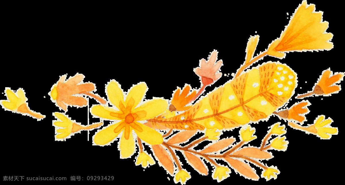金色 植物 树叶 卡通 透明 水彩 免扣 手绘 透明素材 装饰 设计素材 淘宝素材 海报设计装饰 装饰图案