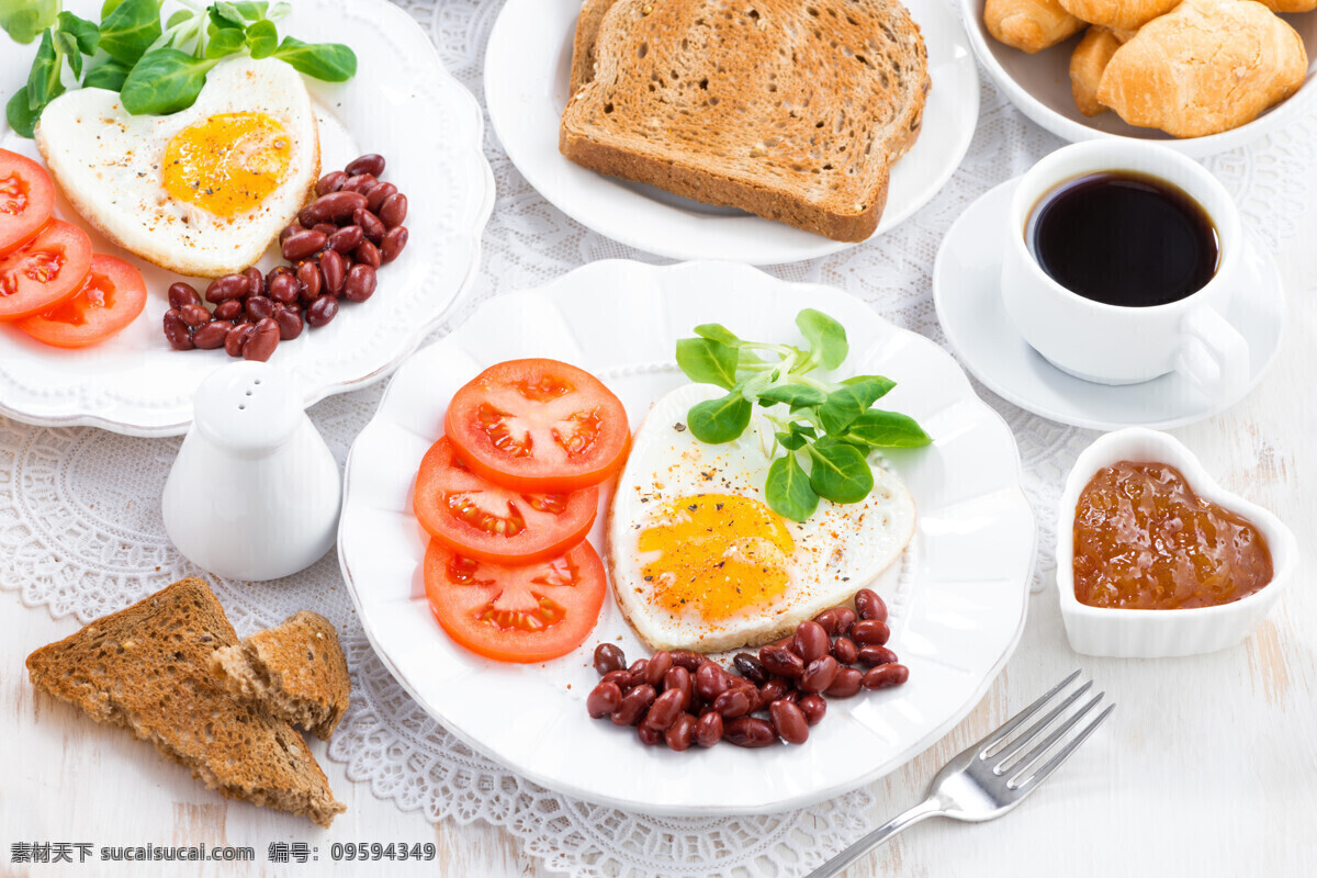爱心 营养 早餐 鸡蛋 西红柿 面包 点心 美食 食物原料 食材 食物摄影 美食图片 餐饮美食