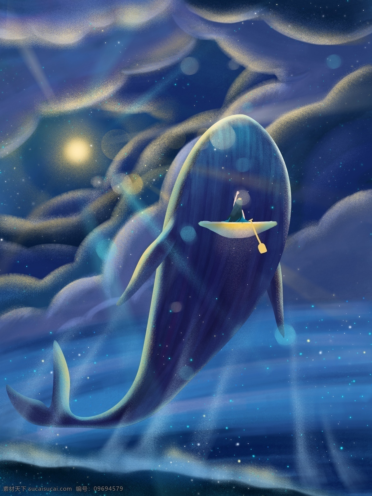 原创 手绘 插画 治愈 系 海蓝 时见 鲸 海洋 云 船 女孩 手绘插画 鲸鱼 治愈系 海水 水 晚安 夜晚