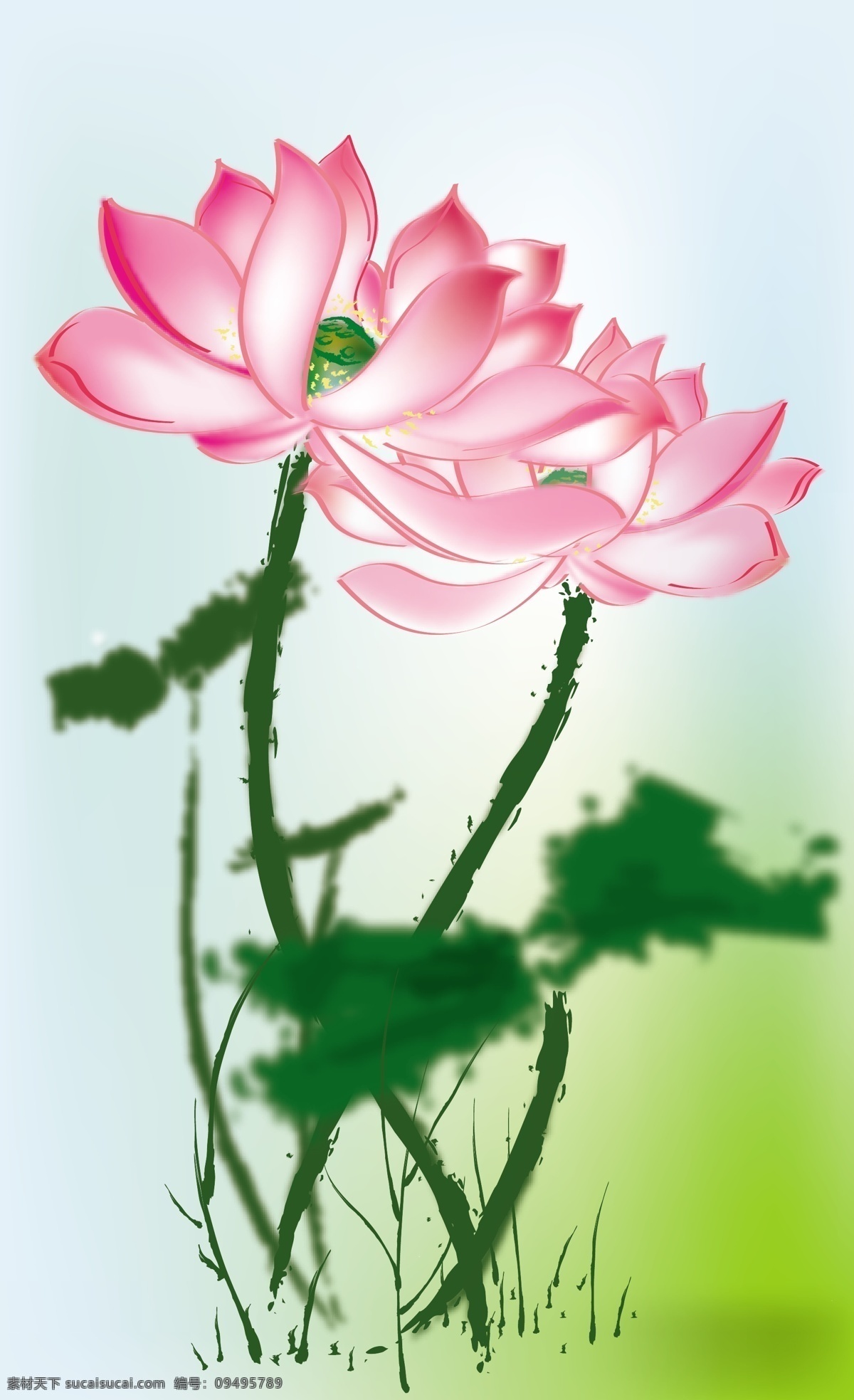 写意花鸟 格式 ai格式 美术绘画 矢量图 矢量中国画 文化艺术 水墨粉荷
