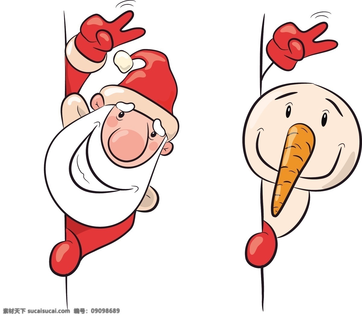 卡通圣诞老人 圣诞 卡通 冬季 欢乐 圣诞老人 庆典 节日 雪人 快乐 假期 插图 庆祝 隔离 克劳斯