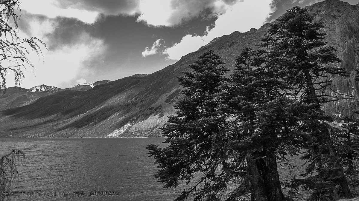 黑白摄影 风景片 海螺沟 群山 森林 大山 湖泊 黑白片 山水风景 自然景观
