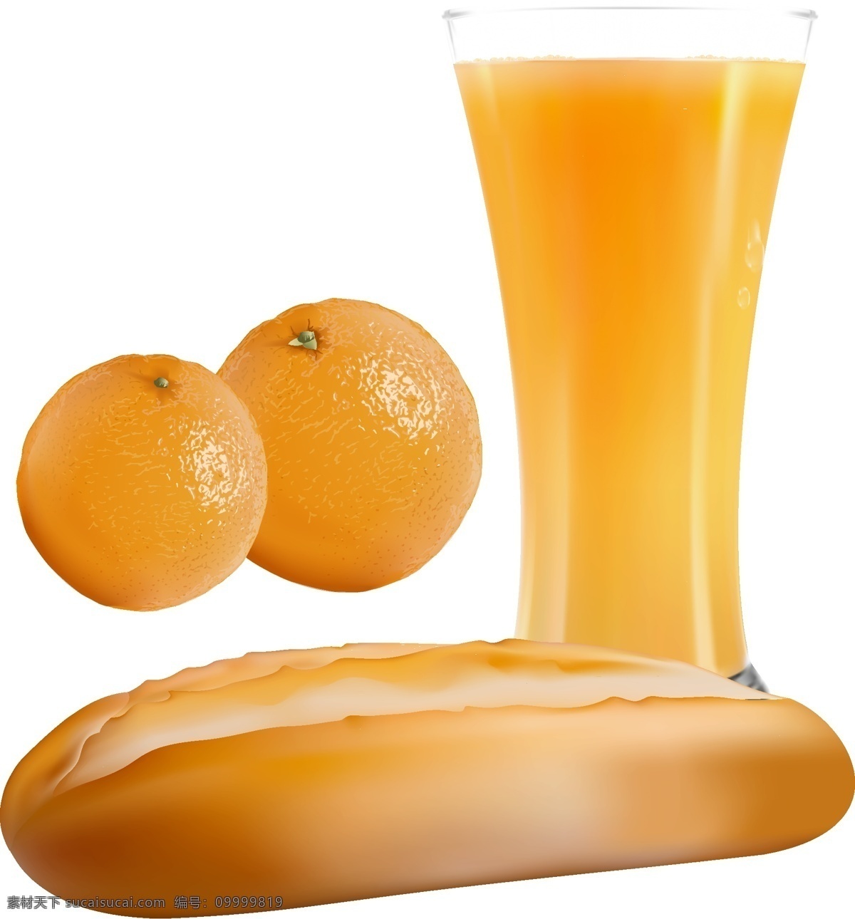 卡通 面包 橙子 果汁 元素 美食 饮料 手绘 橙汁 ai元素 矢量元素