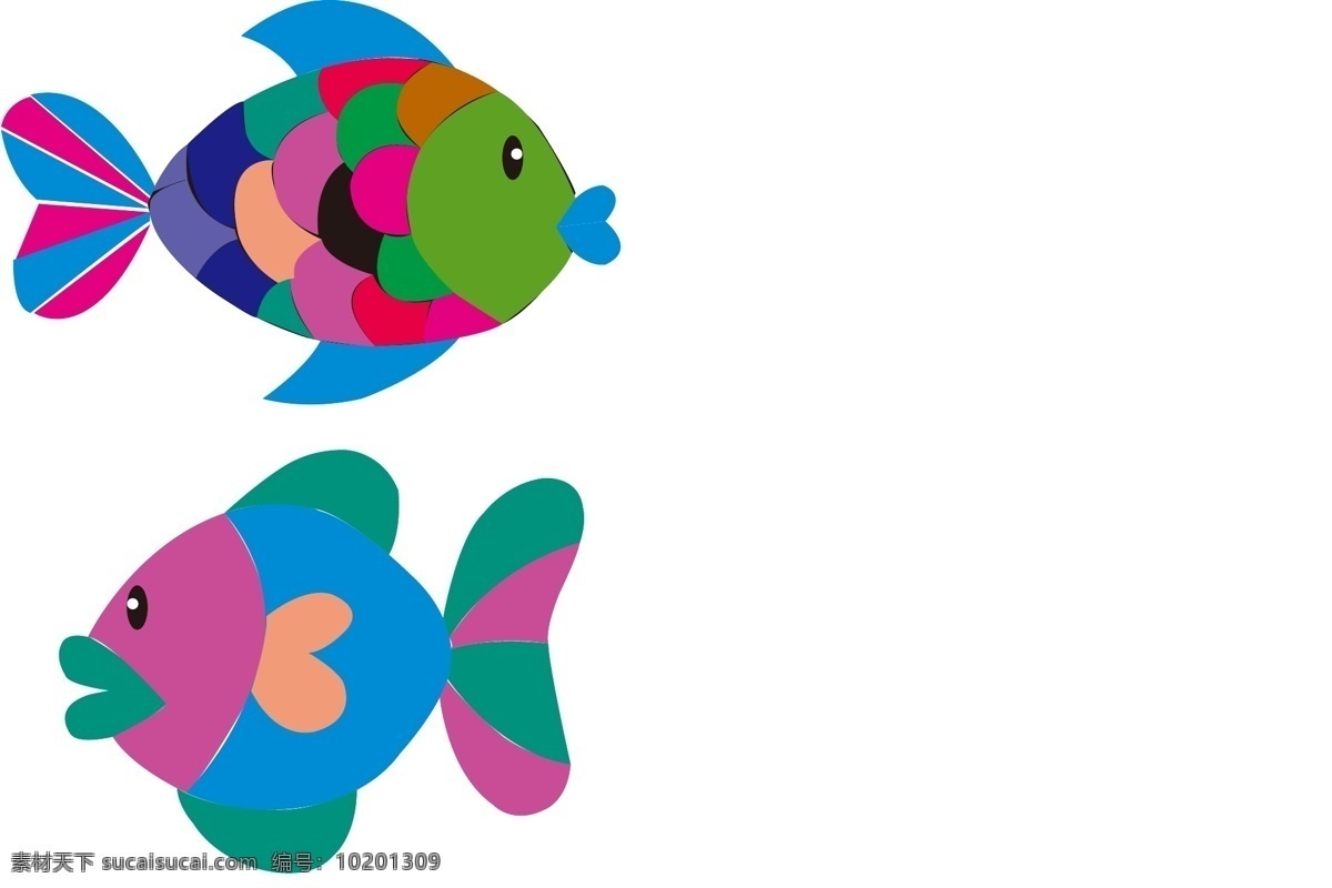 原创 彩色 鱼 任意 填充 彩鱼 可填充 鱼元素 卡通