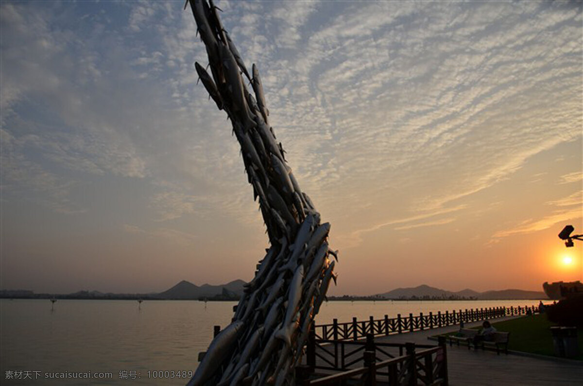 夕阳 美景 黄昏 剪影 旅游摄影 天空 夕阳美景 云层 云龙湖 自然风景 psd源文件