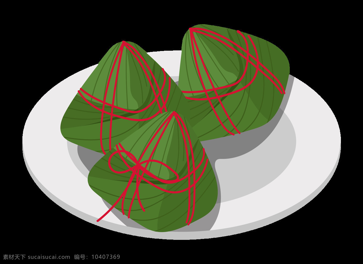美味 食物 粽子 插画 红色的绳子 卡通插画 端午节美食 端午节食品 美味的食品 糯米 白色的盘子
