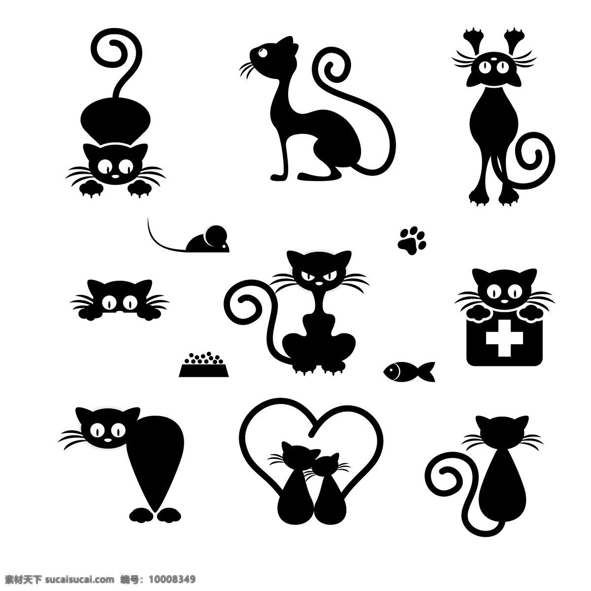 小猫 鱼 爱情 创意 动物 猫咪 海报 其他海报设计