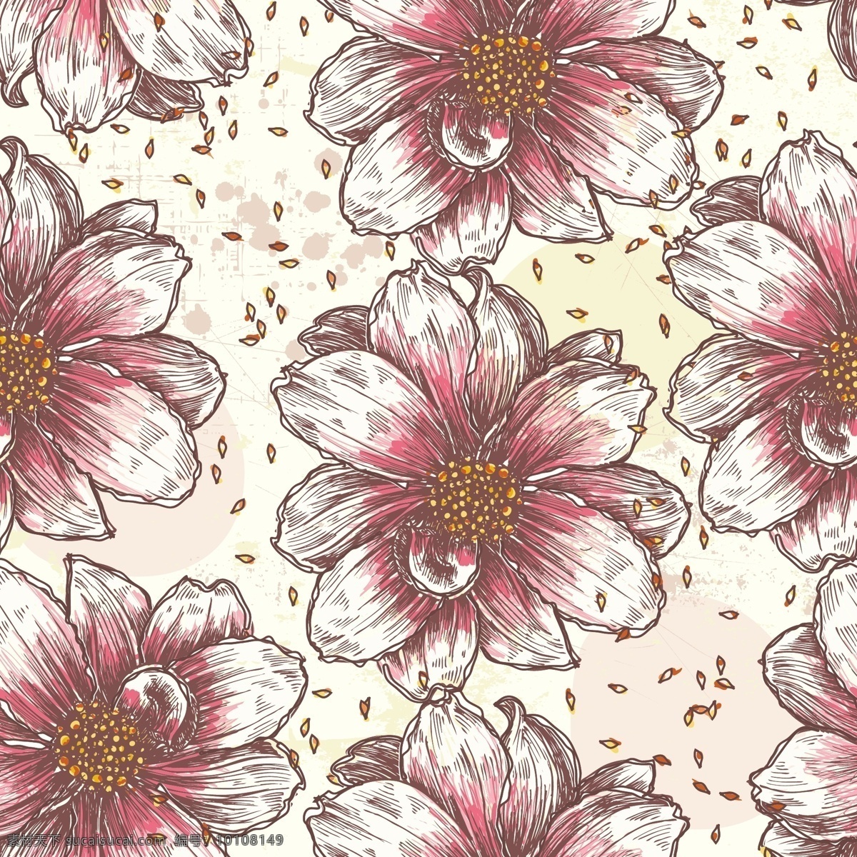 老式 花朵 图案 矢量 元素 矢量图 其他矢量图