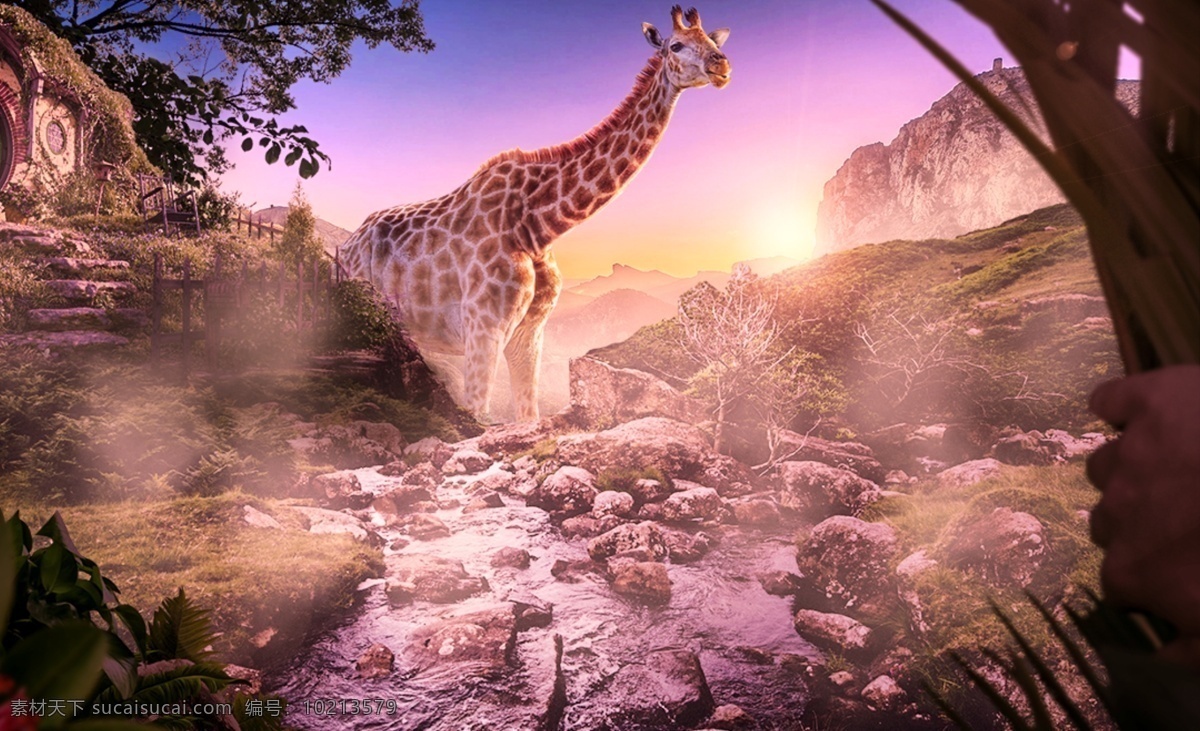 创意合成 合成海报 世外桃源 世外巨兽 暖色 淘宝界面设计 淘宝 广告 banner