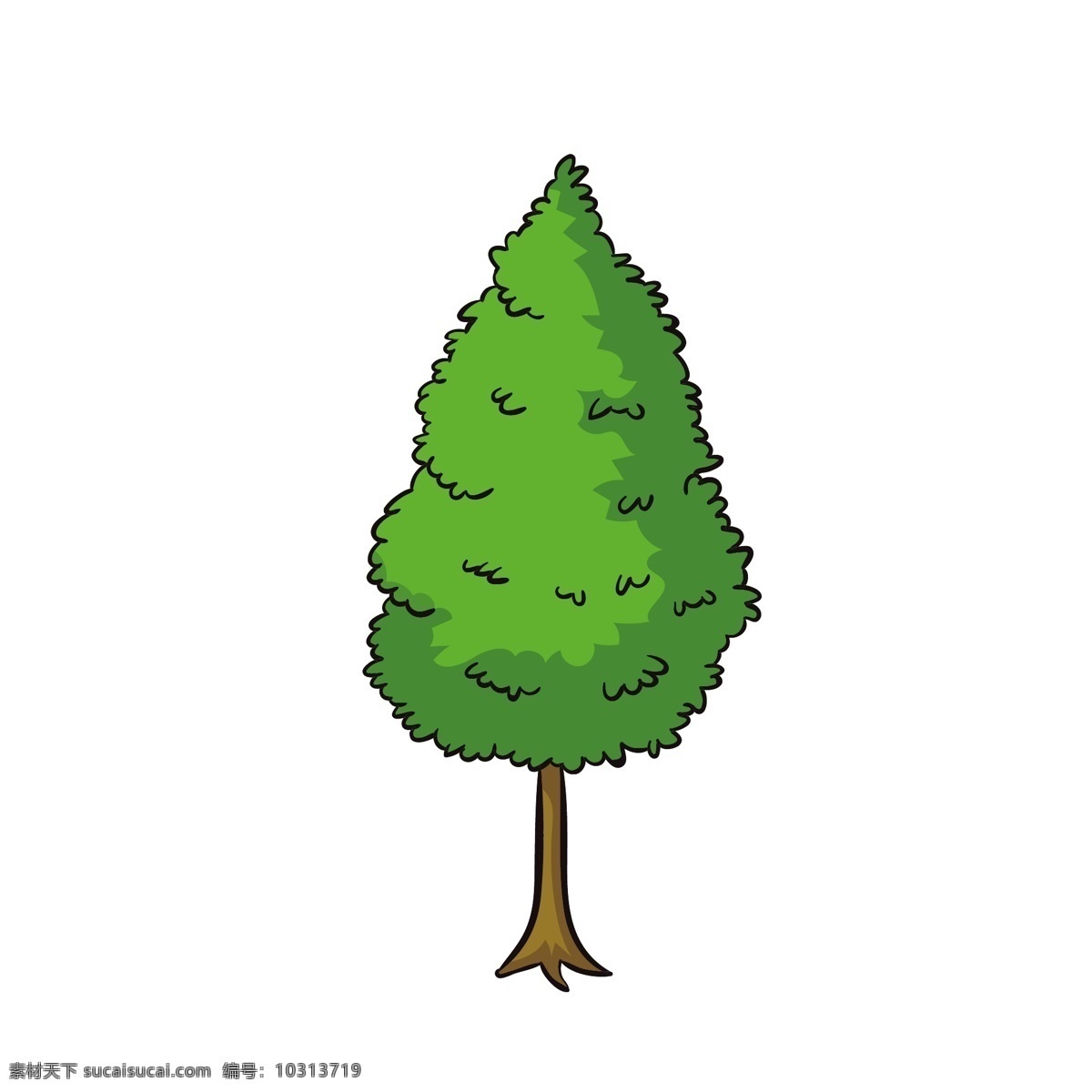 卡通 春天 一棵树 矢量 卡通手绘 手绘树 树木 一棵树木 绿色 绿色树 绿色树木 绿色的树木 春天的树木