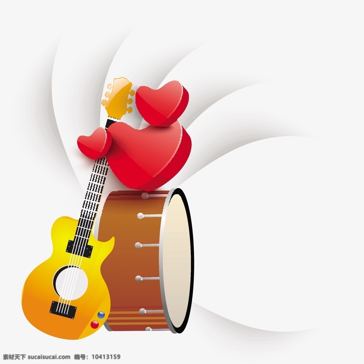 音乐 背景图片 music 爱心 红心 吉它 矢量音乐 文化艺术 舞蹈音乐 心形 音乐背景 音乐标志 矢量 psd源文件