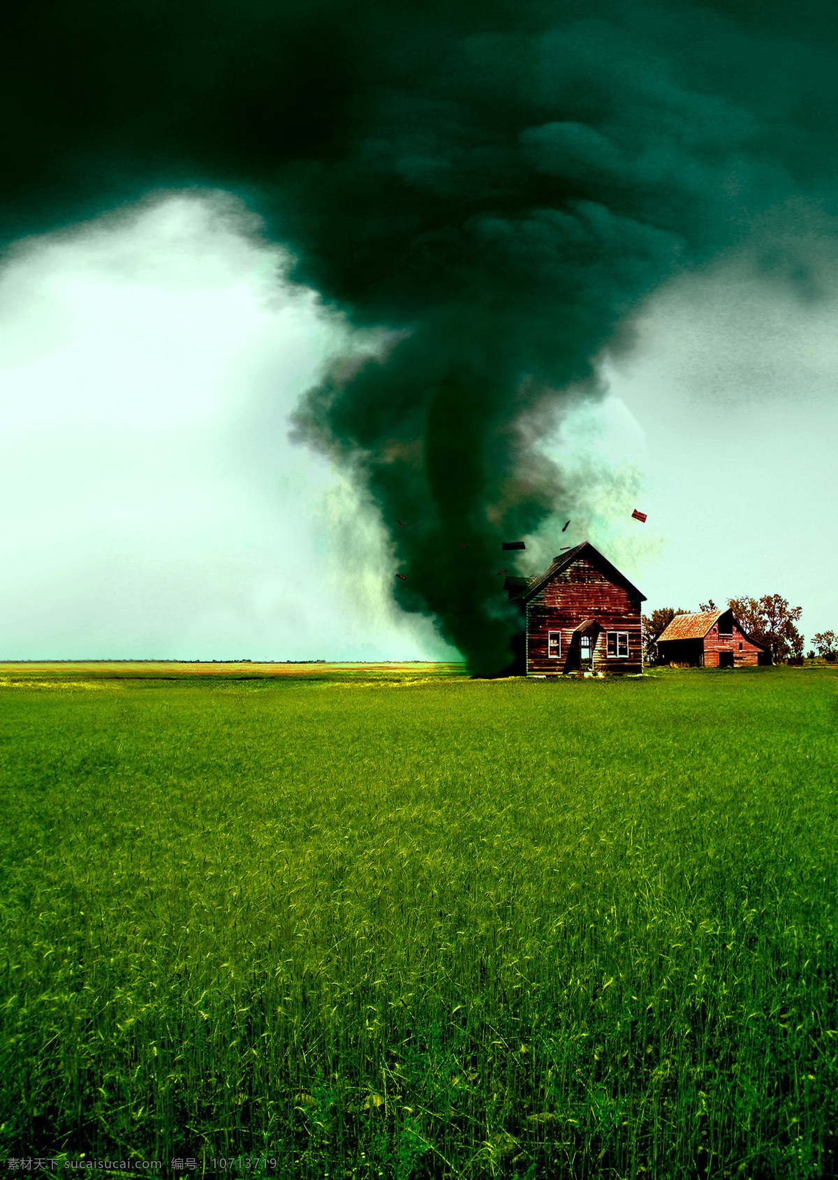 刮 坏 房子 龙卷风 草原 牧场 农场 飓风 暴风 自然灾害 环境破坏 草地 山水风景 风景图片