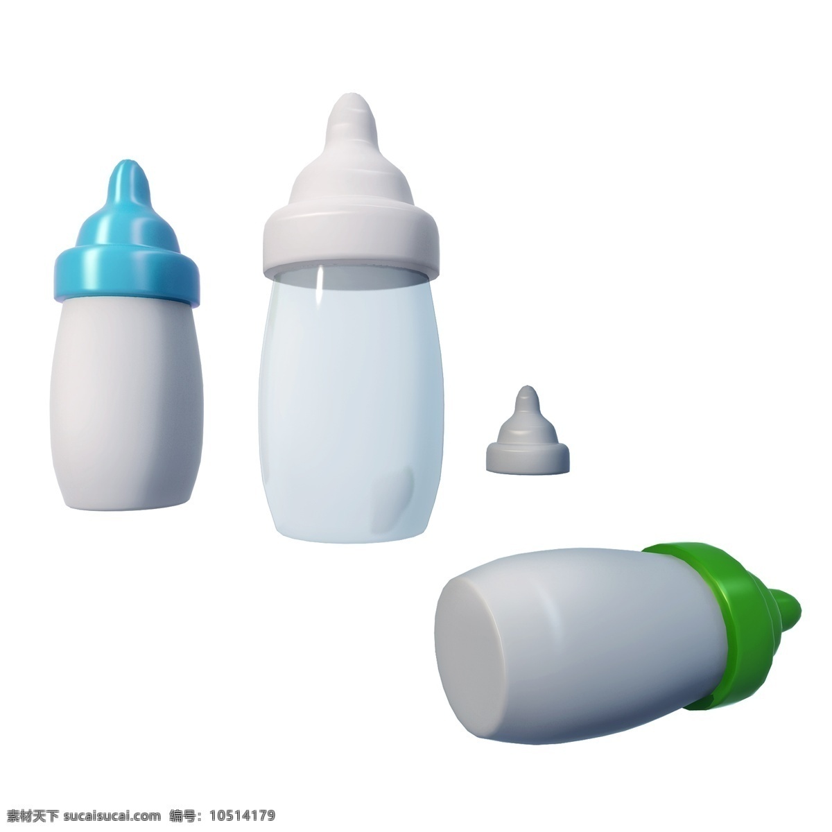 立体 婴儿 奶瓶 图 婴儿用品 奶嘴 塑料瓶 质感 png图 创意 3d 套图 喂奶 吸嘴 养孩子